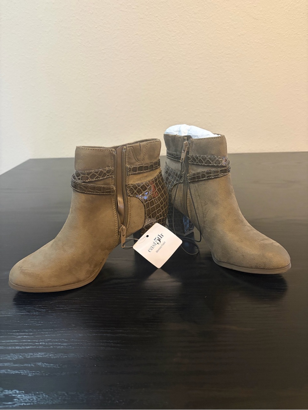 East 5th Suede Ankle Boots w/ Croc Accent